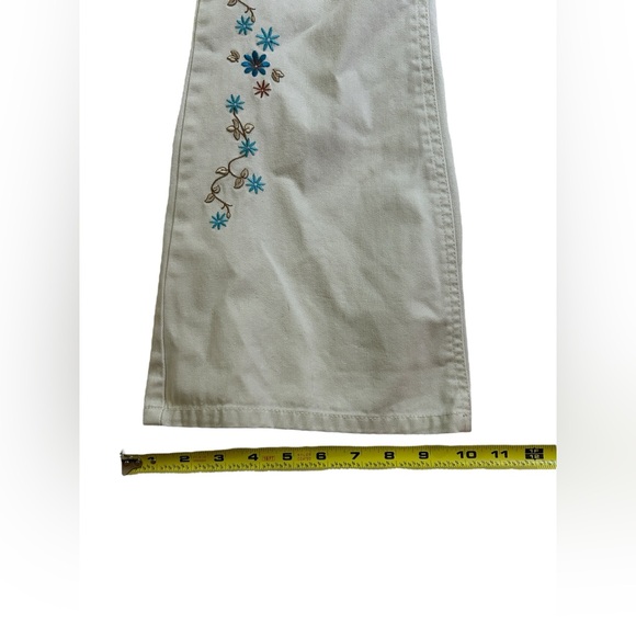 Y2K Festival Fairy Mudd Lace-Up Low Rise Floral Embroidered Flare Jeans Vintage - Picture 13 of 16